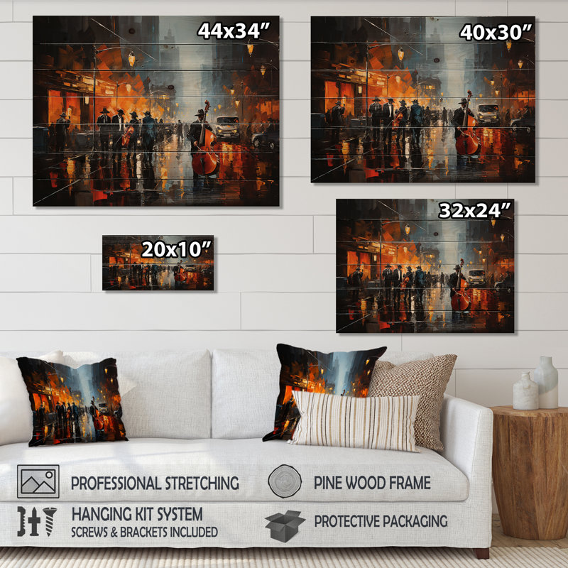 Afro-américain Harlem City - gens en bois décor sur bois de pin naturel, H 24 po x l 32 po