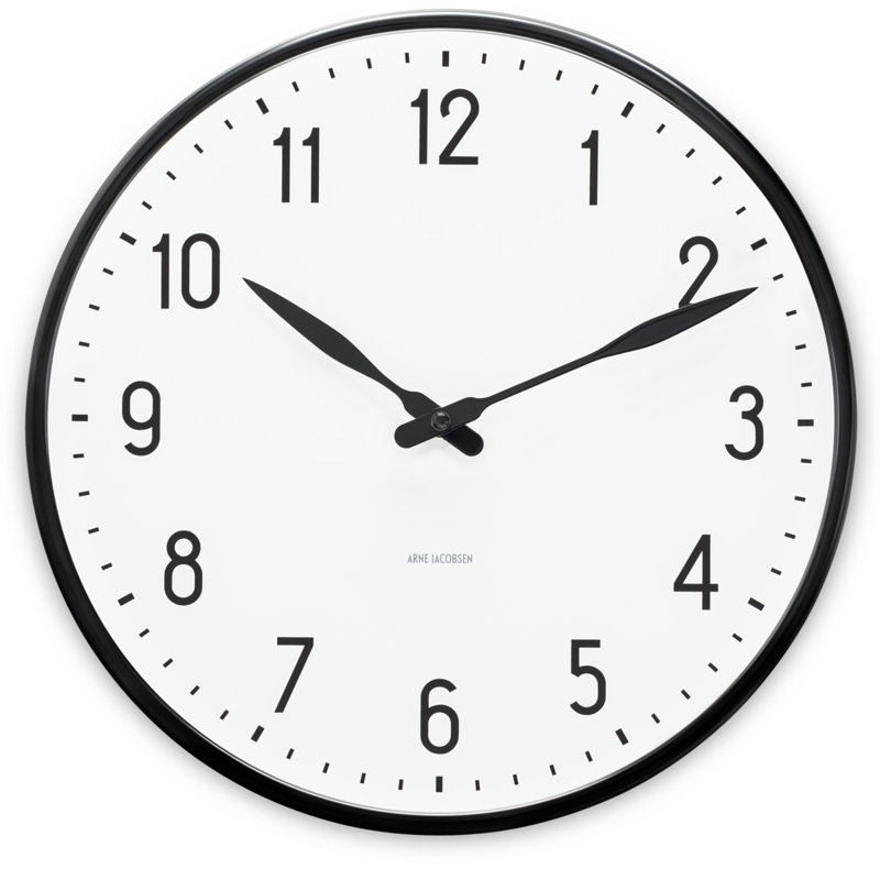 Horloge murale Station, Noir / blanc, Grand
