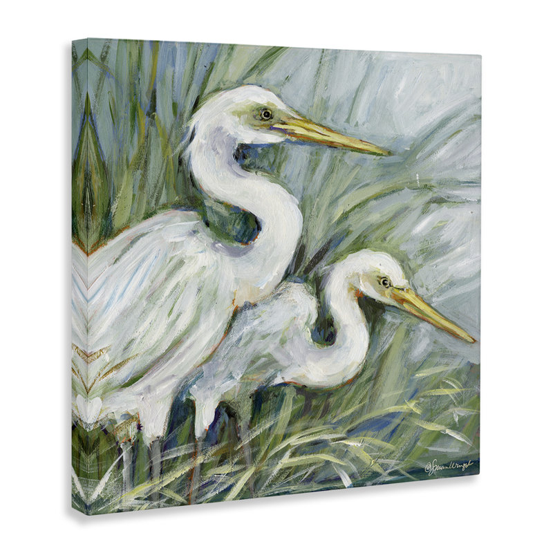 Art mural sur toile White Herons Habitat, conception par Susan Winget, H 24 po x l 24 po