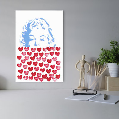 Pop Art Marilyn Hearts, impression d'art abstrait rétro romantique