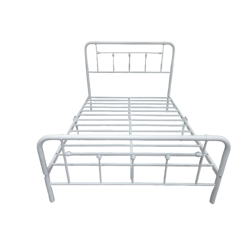 Lit plateforme en métal Nelya, Blanc, Double