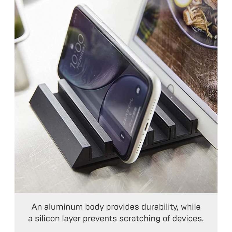 Black Aluminum Multi Device Phone and Tablet Stand