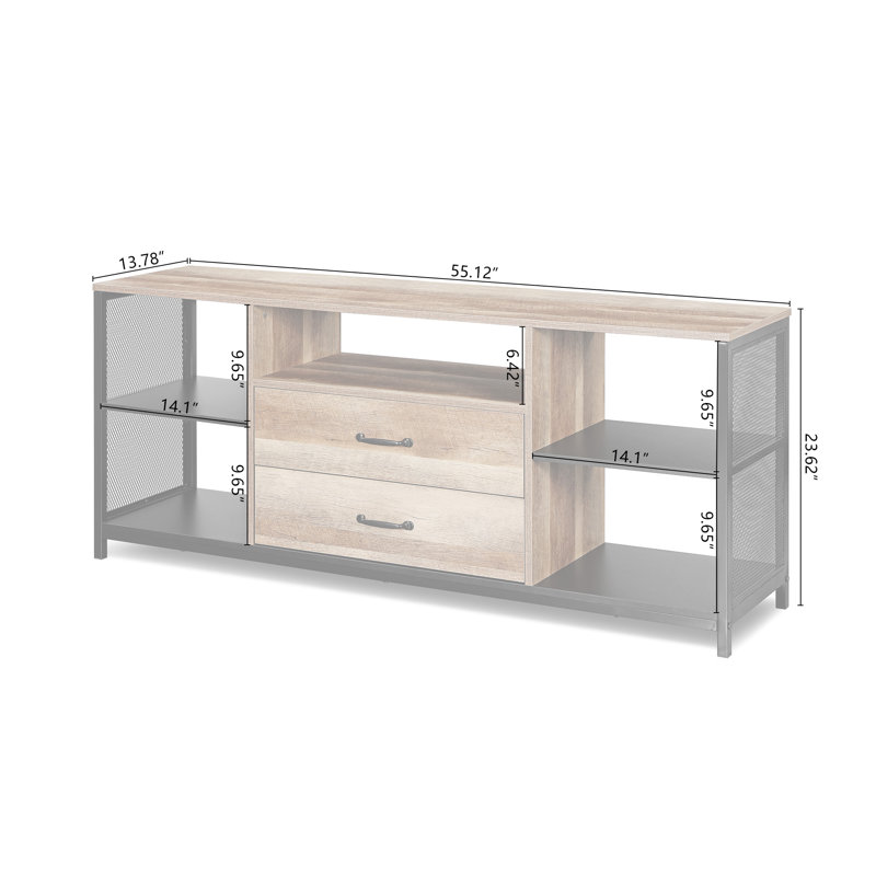 Industrial 2-Drawer TV Stand for TVs up to 60" Rustic Media Console with Storage