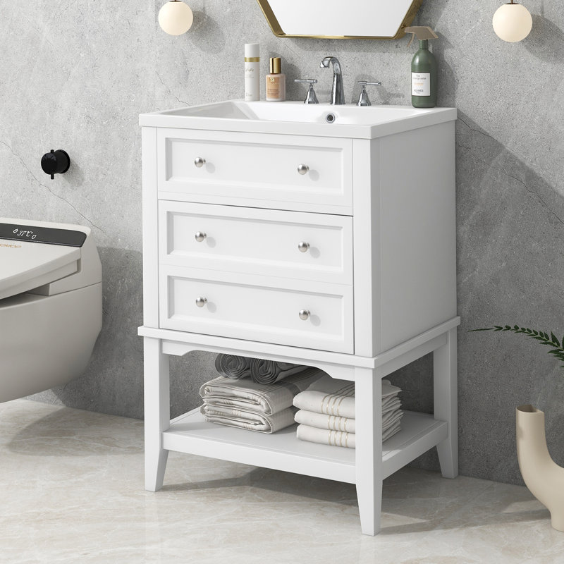 24'' Single Bathroom Vanity With Ceramic Top