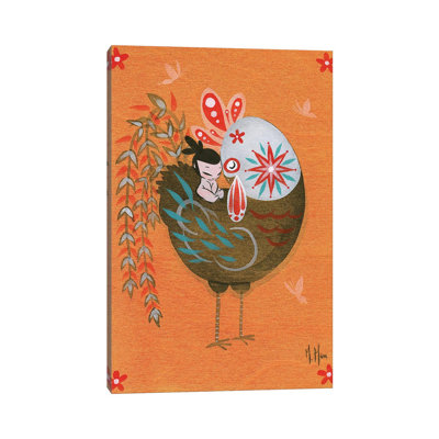 Folk Blessings - Rooster Cuddle by Martin Hsu - Wrapped Canvas Gallery-Wrapped Canvas Giclée