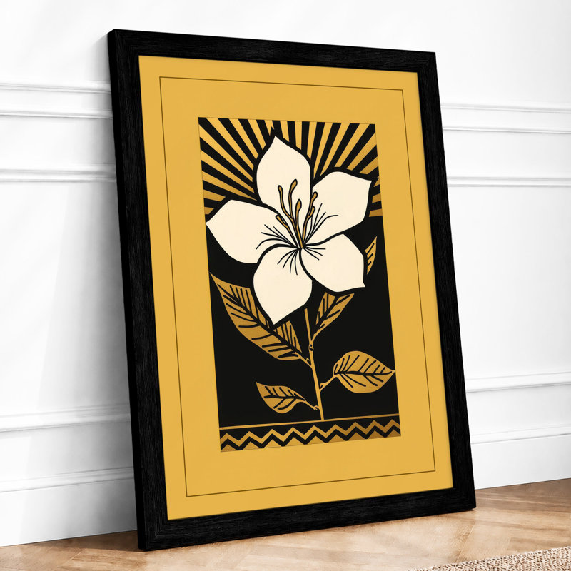 Sunburst Bloom Botanical - Framed Print, Black, A3 - 42.0 x 29.7 cm
