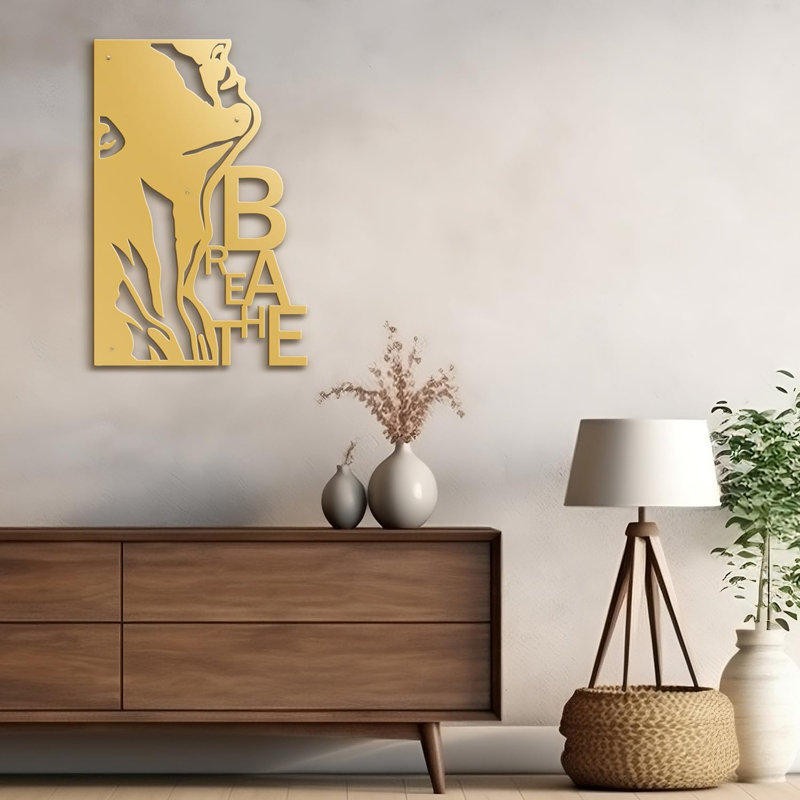 Décoration murale en métal, Or, H 12 po x l 6 po x P 0,05 po