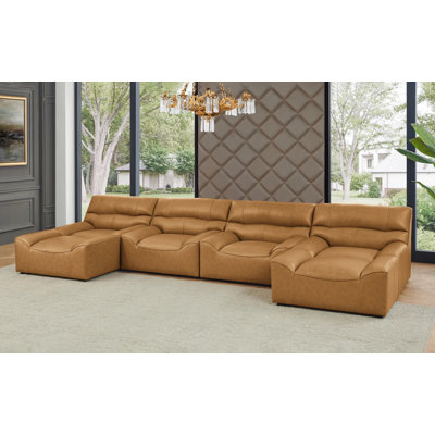 Upholstered L-Shaped Sectional with Ottoman Symmetrical