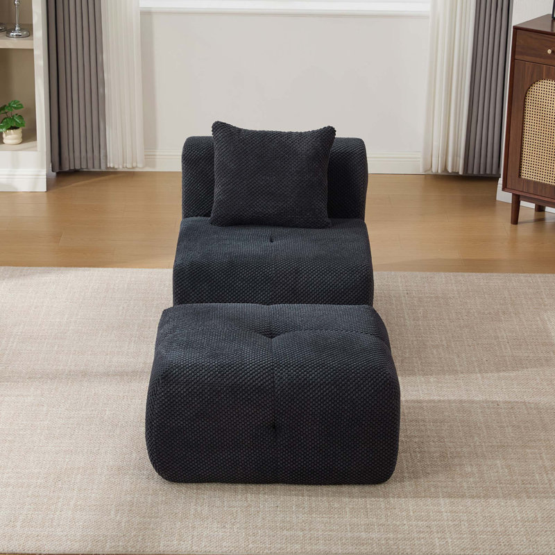 Fauteuil d'appoint confortable avec repose-pieds profond et sans repose-pieds, Polyester gris anthracite