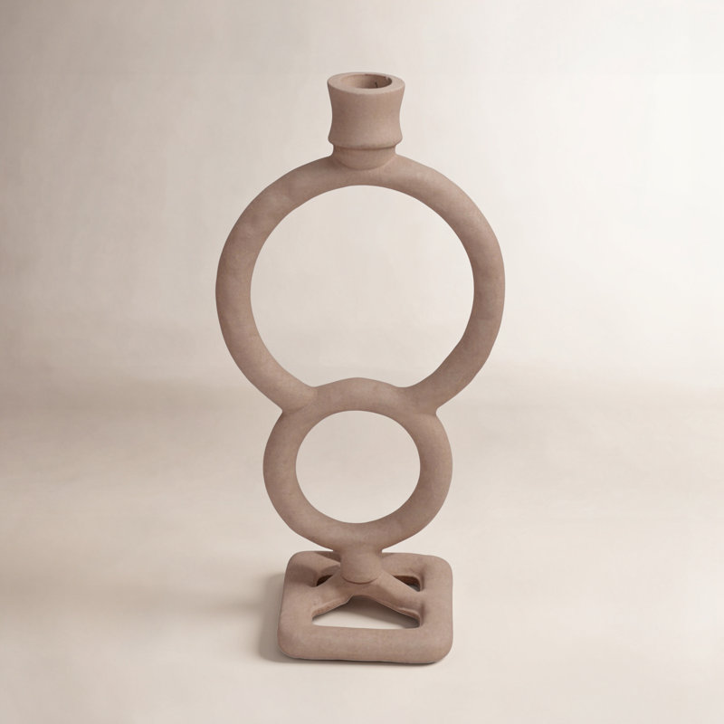10.5'' H Aluminum Tabletop Candlestick, Light Brown