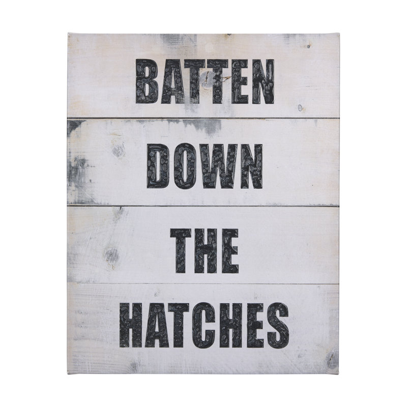 Batten Down The Hatches a Hand Embelished Textured Canvas, 40" H x 32" W x 1.5" D