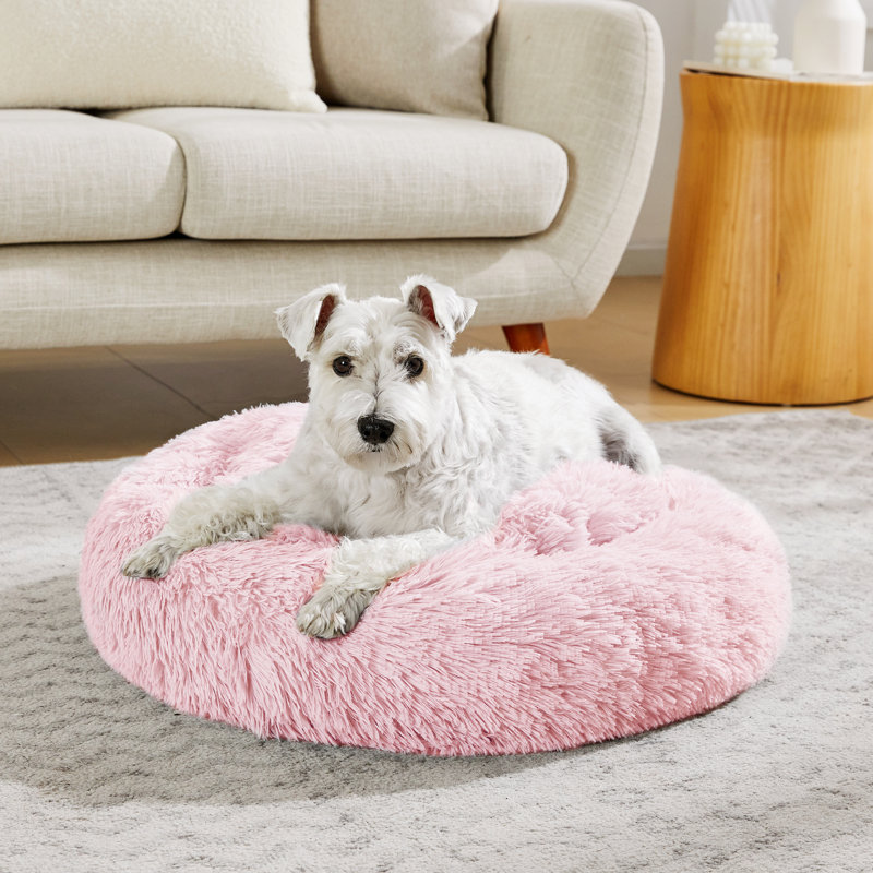 Lit douillet en fausse fourrure, 21" H x 21" W x 8" D, Pink