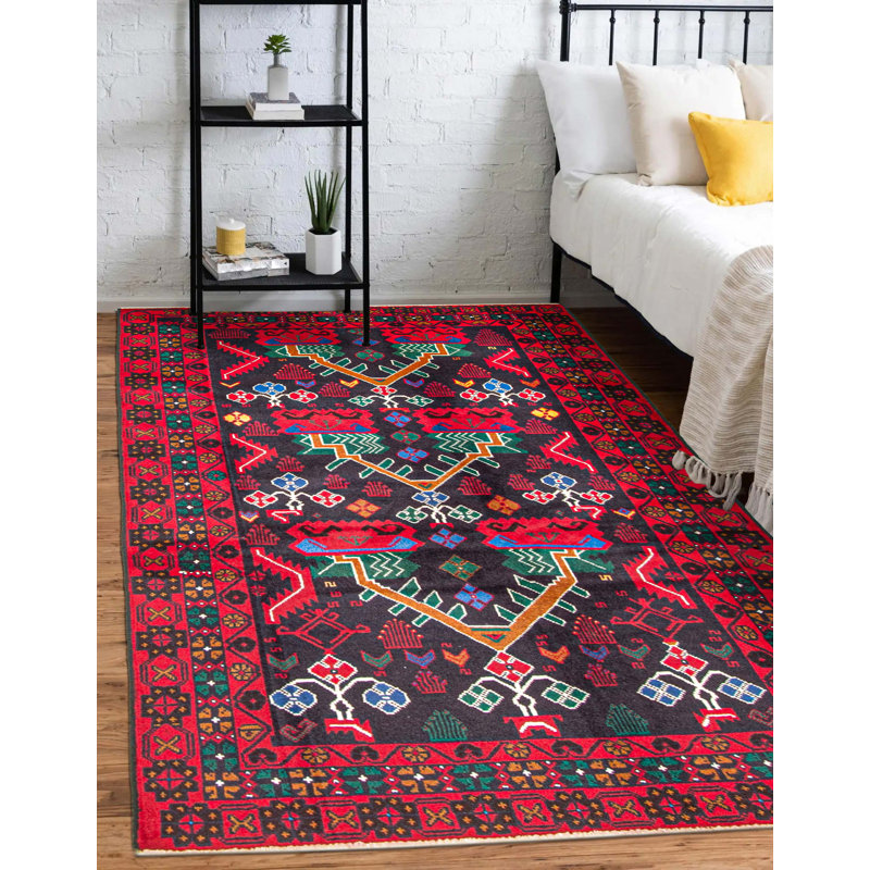 Tapis bleu marine Teimani 3 pi 7 po x 6 pi 4 po