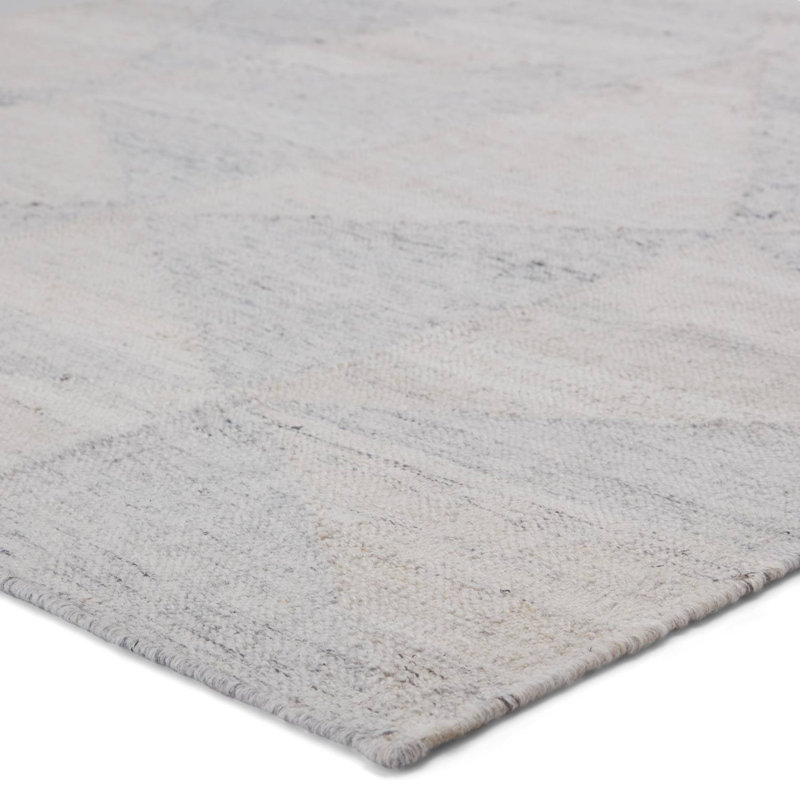 Wendy Jane Flatweave Geometric Area Rug in Silver/Snow, Rectangle 2' x 3'