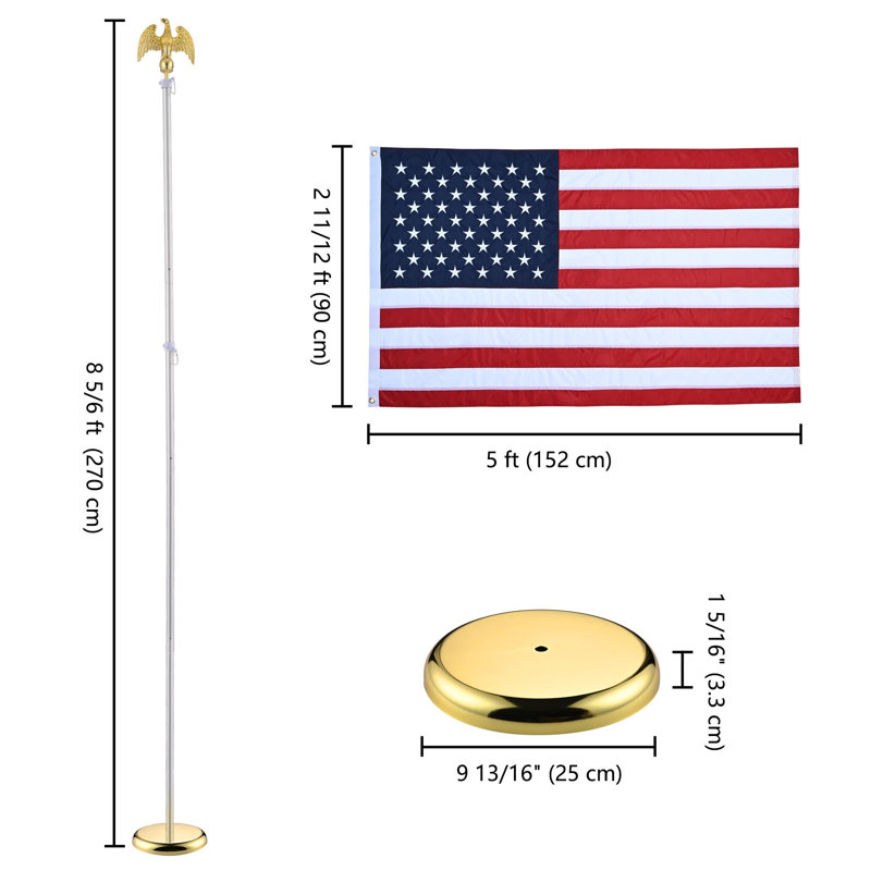 Ensemble de 2 drapeaux en aluminium, H 97,83 po x l 11,81 po