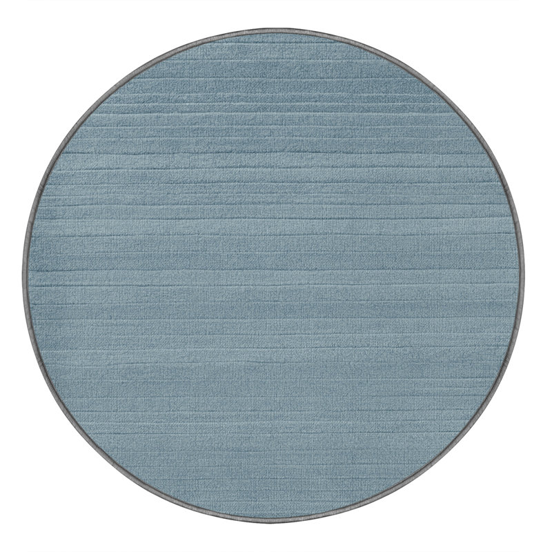 Machine Washable Solid Gray Area Rug, Round 3'