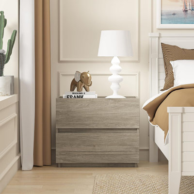  Stackable 2 Drawer Dresser for Bedroom, Small Dressers for Closet, Short Dresser Two Drawer Nightstand Farm House End Table for Hallway, Office 23.6 in, Grey Oak
