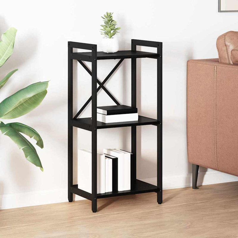 Steel Bookcase, (3 Shelves) 83cm H x 40cm W x 30cm D, Black