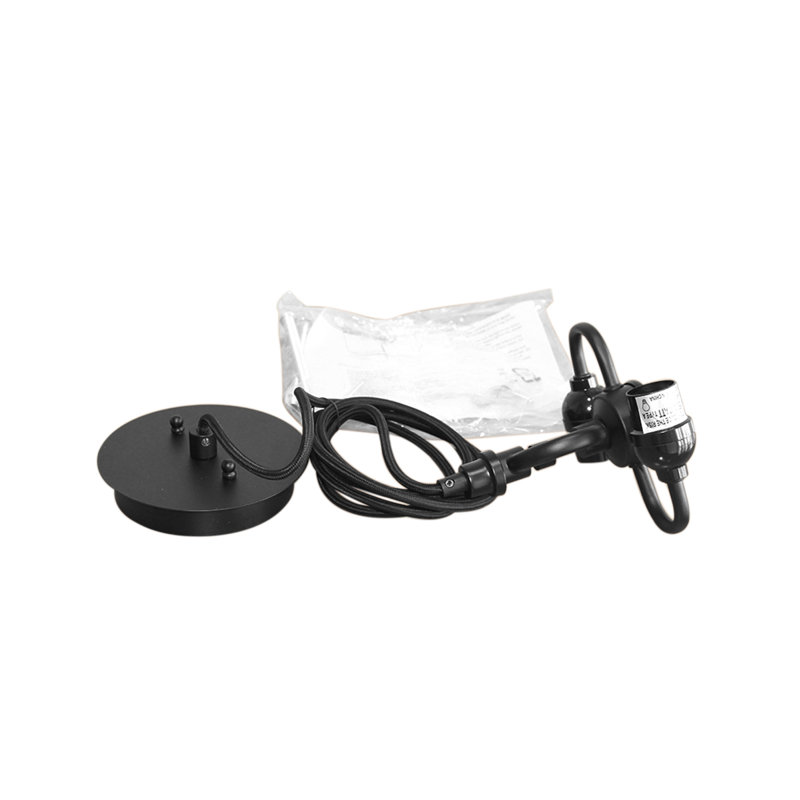Luminaire suspendu tambour 2 lumières, Noir, Blanc