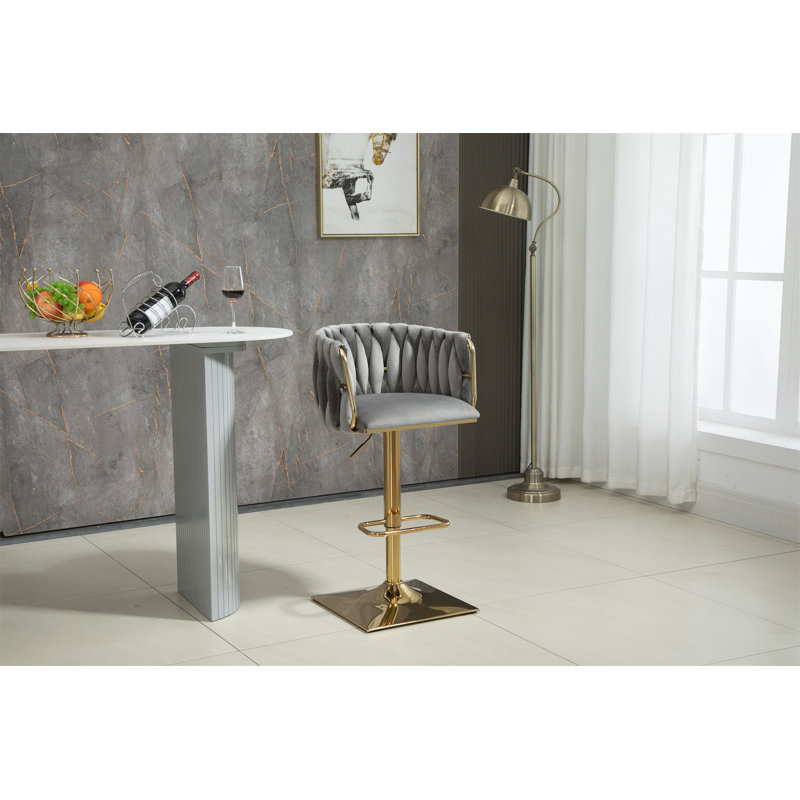 Tabourets de bar rétro avec dossier et chaises à hauteur de comptoir 2 pièces / ensemble, Gris