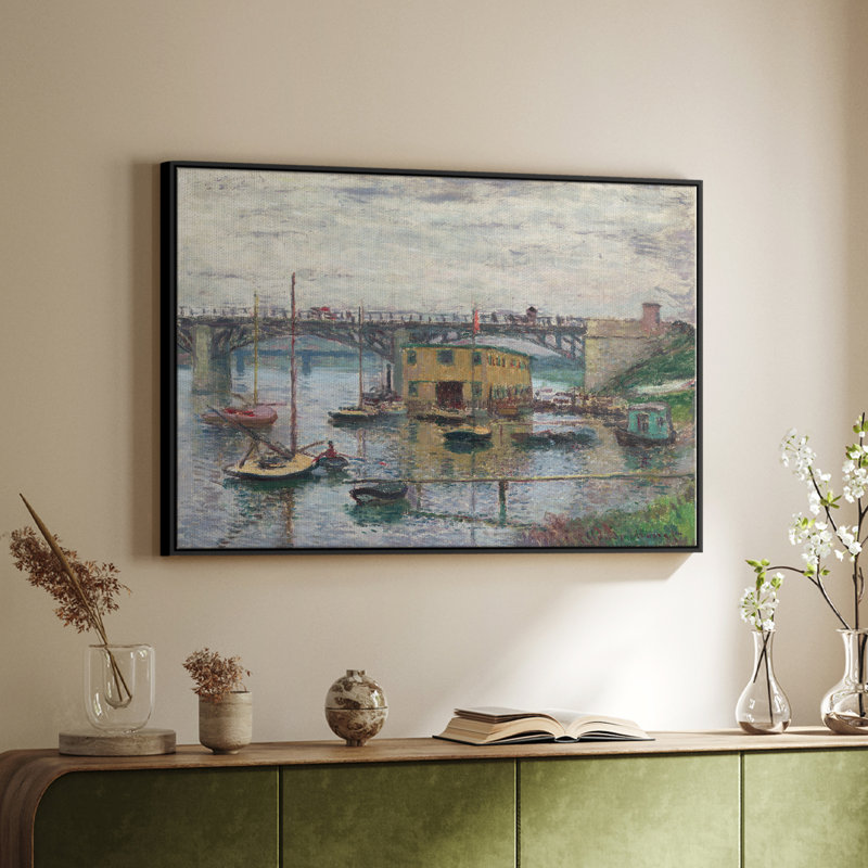 Paysage rétro-CLV, Toile avec cadre flottant noir, H 17 po x l 25 po x P 2 po