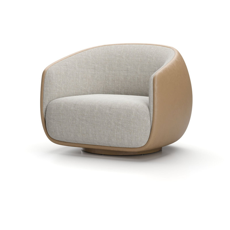 Pesca Swivel Barrel Chair, Natural, L493 Sanfor Natural 0023;Bellagio 2 Cream 8805