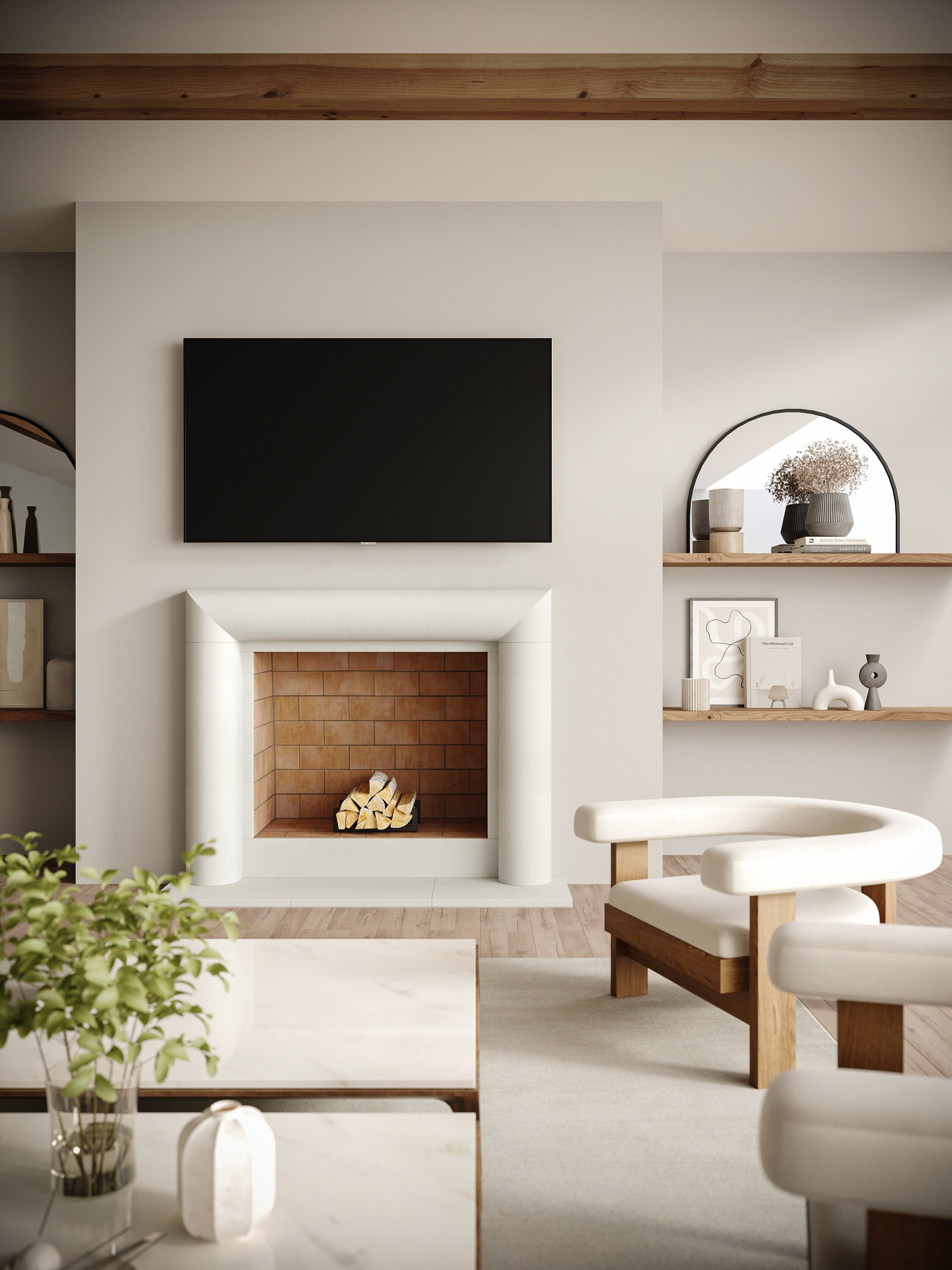 Artisan Kraft Aspen Cast Stone Mantel with Standard Hearth