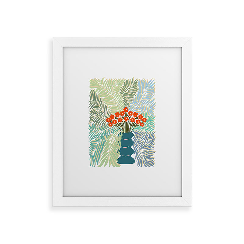 DESIGN DESIGN, impression sur toile de palmier dannick, H 10 po x l 8 po x P 1,5 po, Cadre en bois blanc