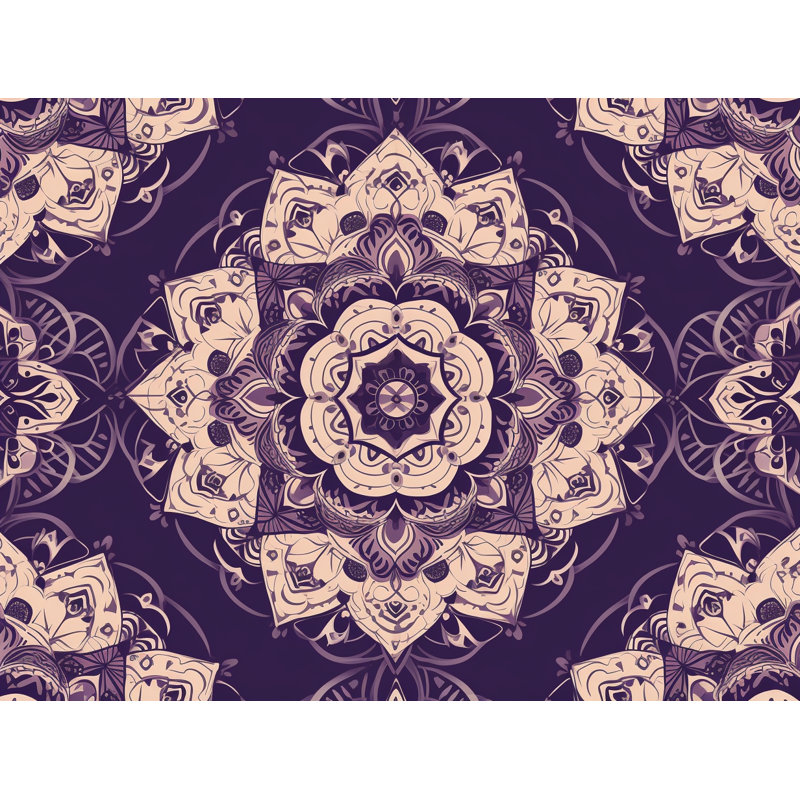 Machine Printed Throw Blanket, Floral, 60" L x 50" W, Purple/Beige