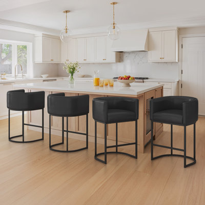 Modern Upholstered Counter Stool with Metal Frame