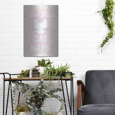 But First Cat Naps' by Linda Woods, Metal Wall Art