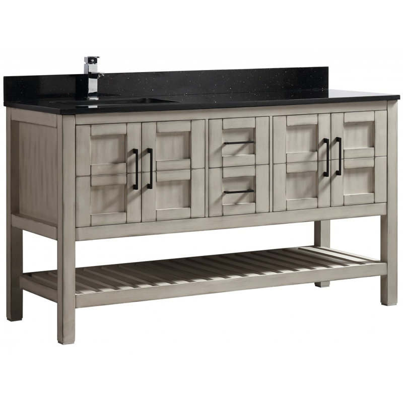 Base de meuble-lavabo double 59 po 59 po, Gris antique