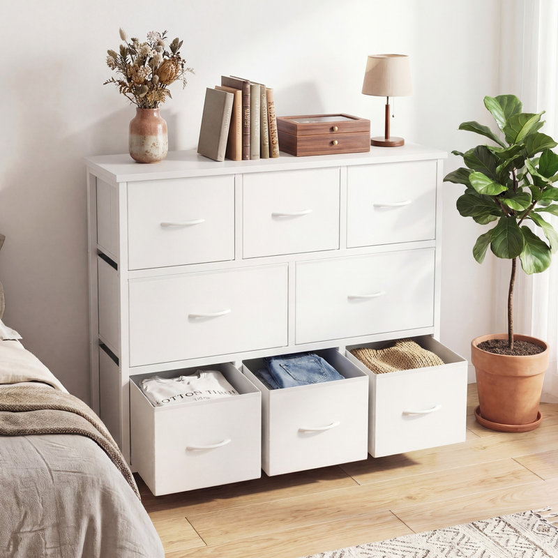 8-Drawer Fabric Dresser, Storage Chest for Bedroom, Living Room, Entryway, Whtie