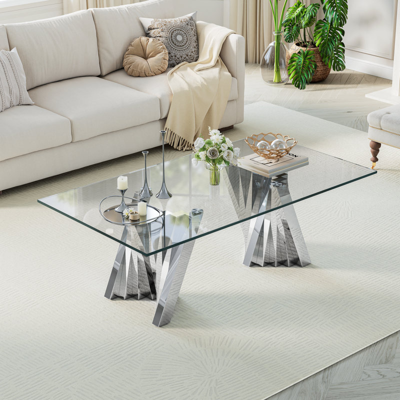 Glass Top Single Coffee Table, Silver