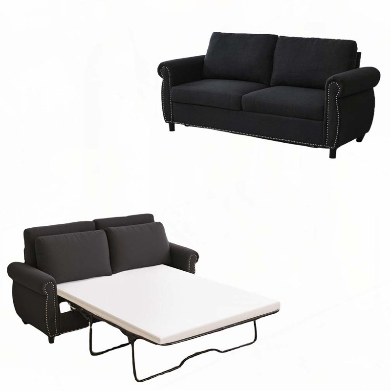 Canapé-lit 2 places avec canapé-lit et matelas, Gris foncé