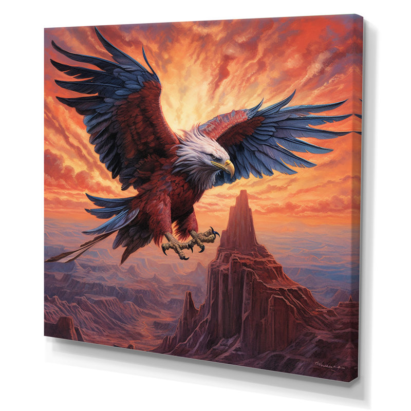 Décoration murale aigle - animaux, Toile tendue, H 16 po x l 16 po x P 1 po