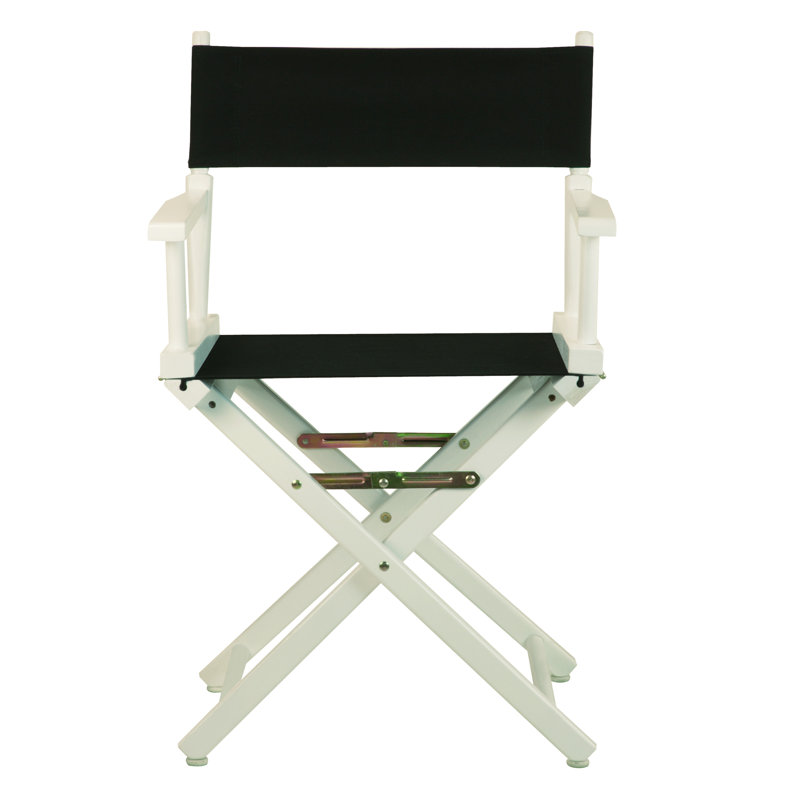 Chaise de réalisateur pliante 18 po, Noir, noir, noir, noir, Blanc
