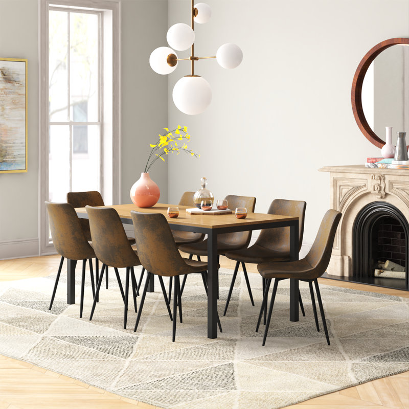 Tapscott 8 - Person Dining Table Sets With 67'' Rectangular Table & 8 Upholstered leather Chairs