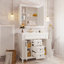 Meuble-lavabo de 36 po avec lavabo supérieur, armoire à miroir, armoire de rangement moderne avec 2 portes à fermeture douce et 2 tiroirs, meuble-lavabo simple-407764740
