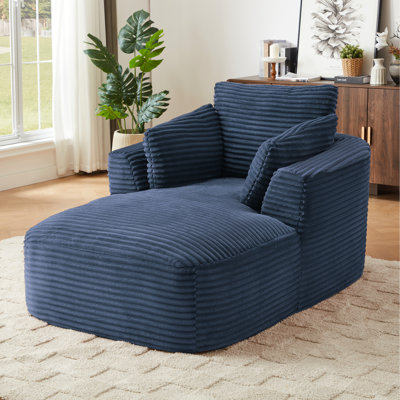 Blue Corduroy Single - Seat Chaise Lounge , No Assembly Needed, Comfortable Spring Cushion, Modern Design For Living Spaces Oversized Seat Chaise, Supported Assembly, Good Home Decor Setup