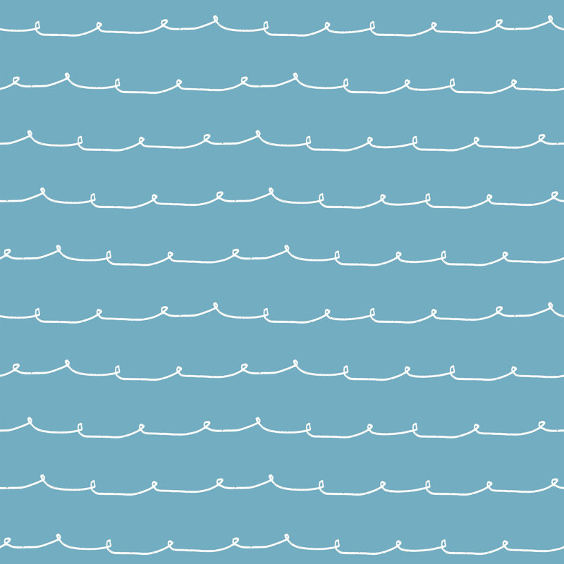 Papier peint à rayures bleues Wiggle Line, Bleu
