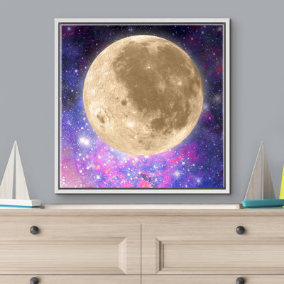 " Yellow Full Moon In Purple Galaxy "
