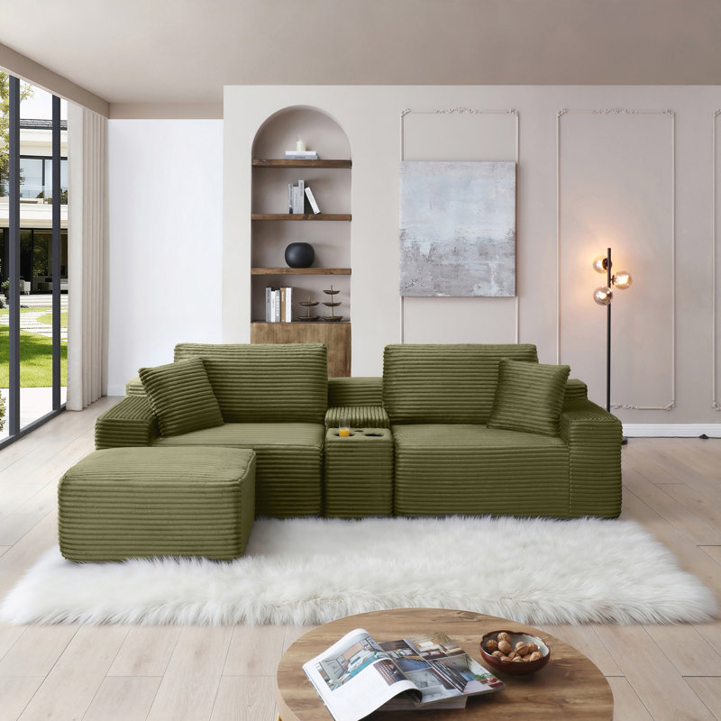 Canapé-lit avec repose-pieds mobile, aucun assemblage requis, Vert