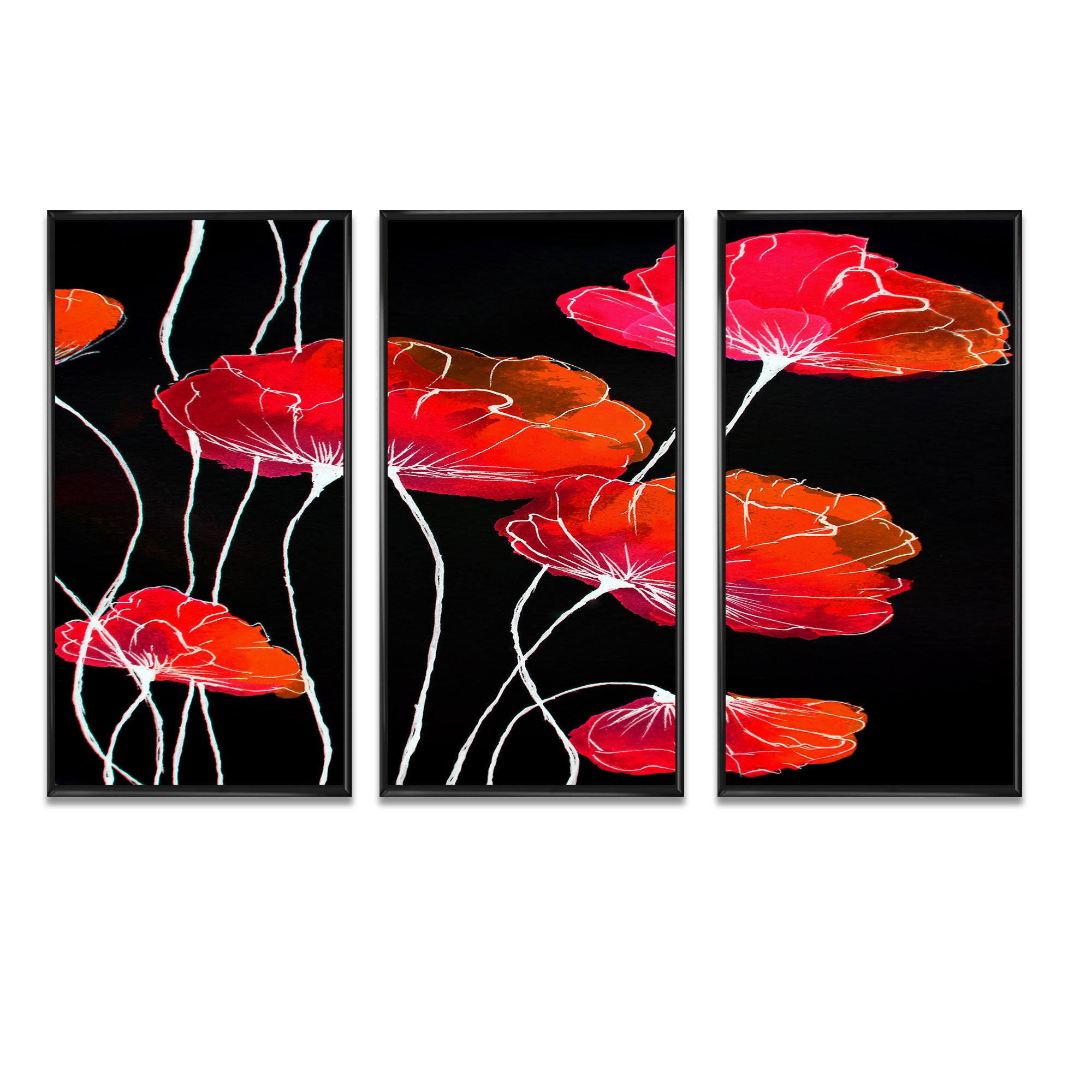 Red Barrel Studio® Abstract Red Flower Detail On Black II Framed On ...