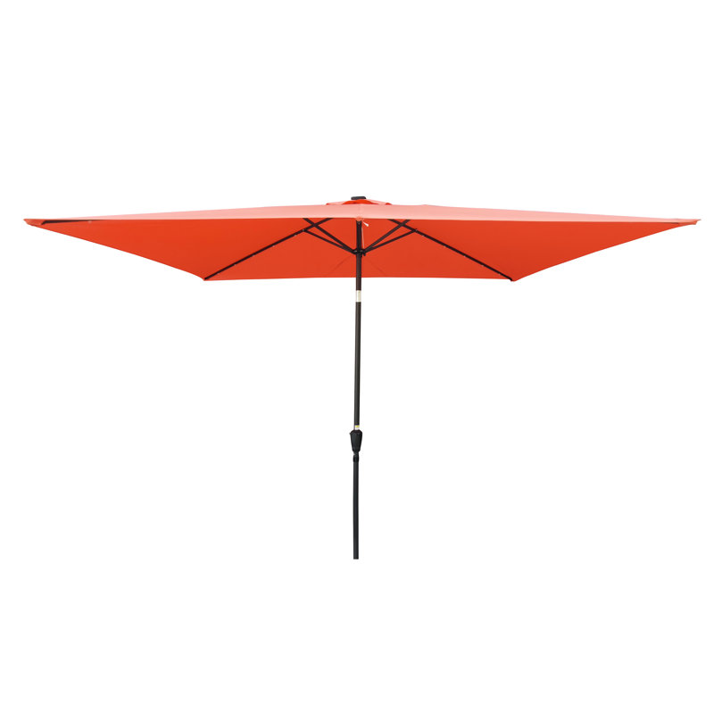 Parasol de patio rectangulaire de 10 pi x 6,5 pi avec lumières à DEL alimentées à l'énergie solaire et manivelle imperméable à l'eau solaire - 10 x 6,5 pi