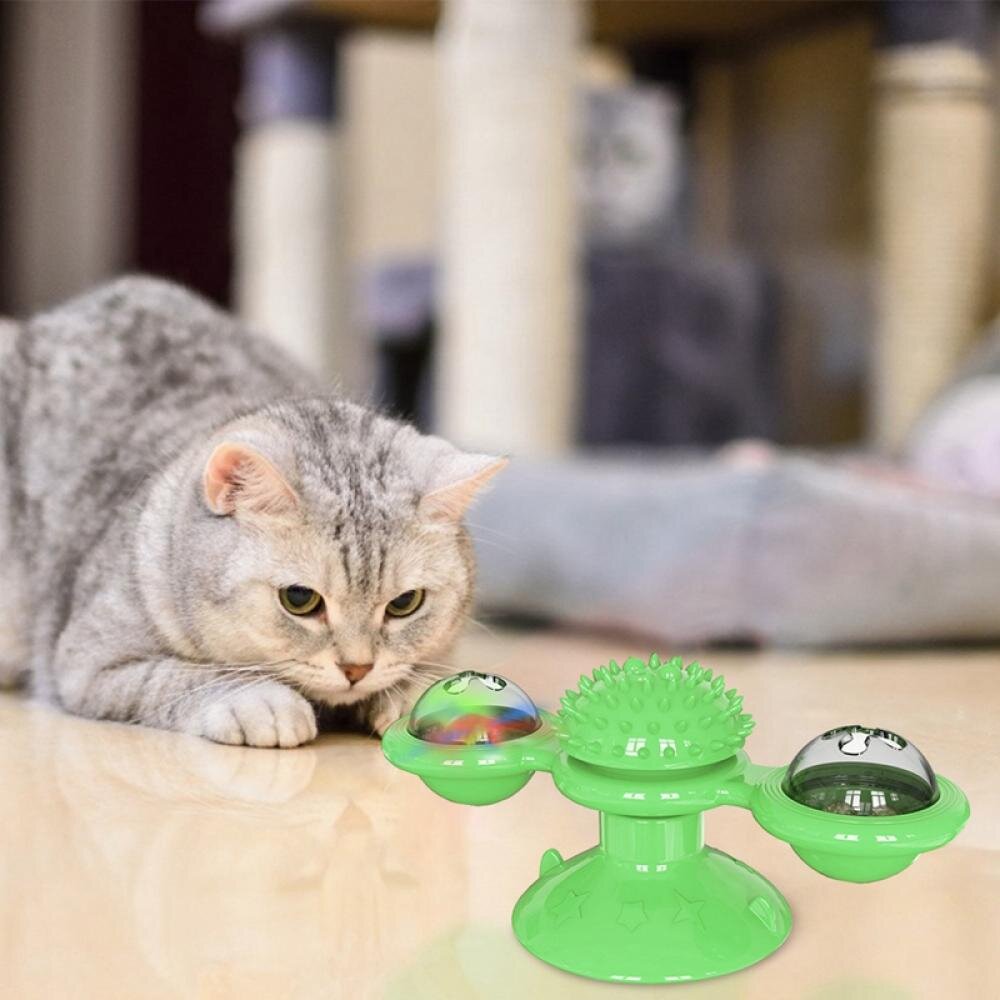 Cat Food Puzzle, Windmill Cat Toy, Turntable Food Dispenser