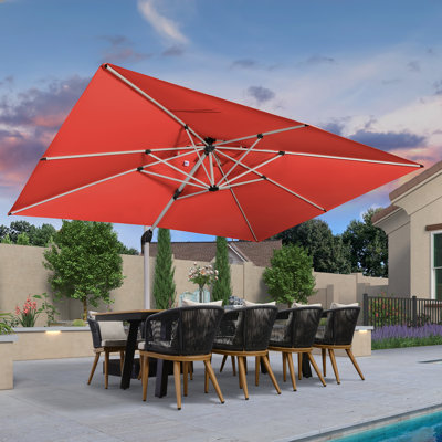 Bohusiavice Rectangular Cantilever Umbrella With Base,Red
