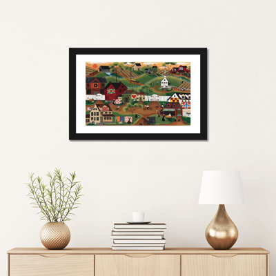 Reproduction d’art graphique, "Amish quilt village" par Cheryl Bartolo