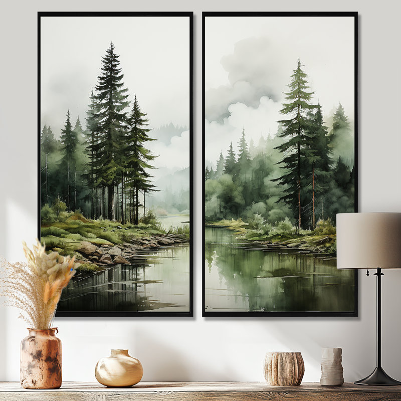 Pin, Silent Wilderness - Pin, art mural, 32" H x 32" W, Impression encadrée flottante, Black
