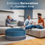 Upholstered Cocktail Ottoman Large Coffee Table for Living Room，Modern Round Cushioned Tassel Center Table Blue